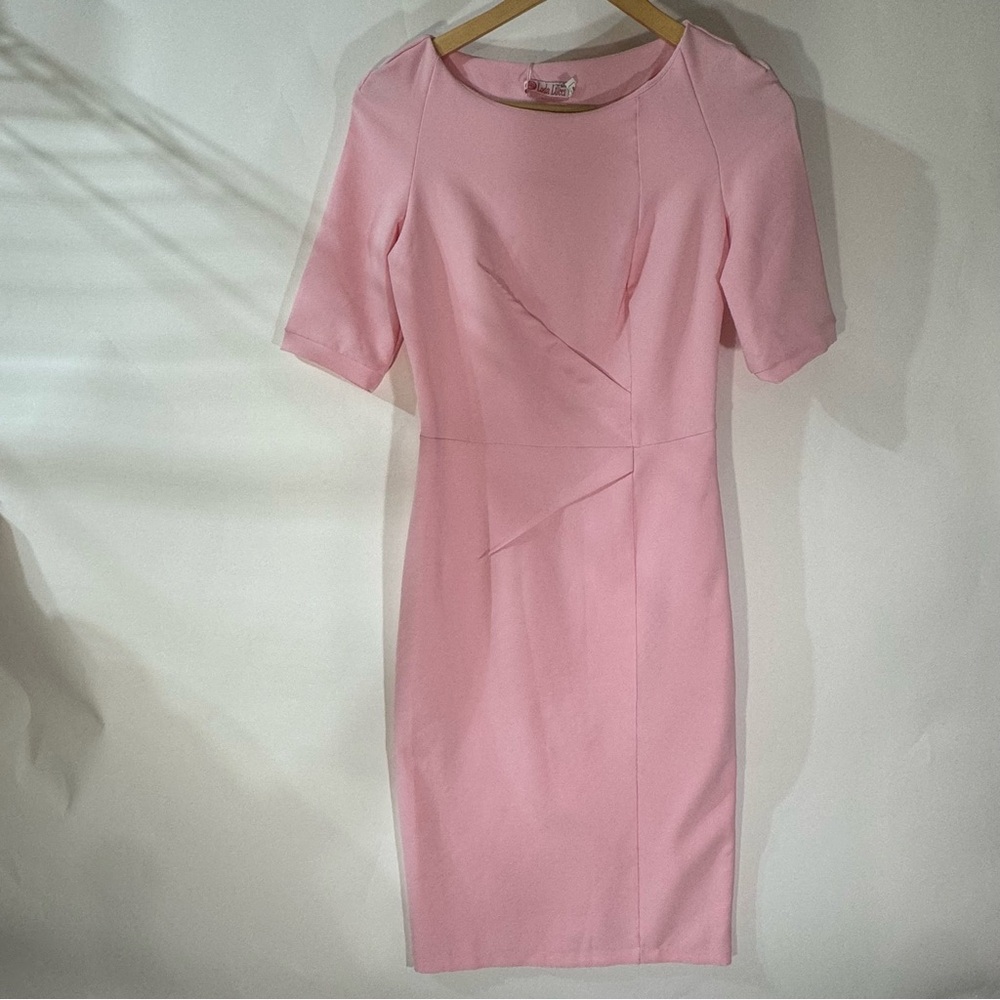 Lada Lucci Light Pink Short Sleeve Midi Dress